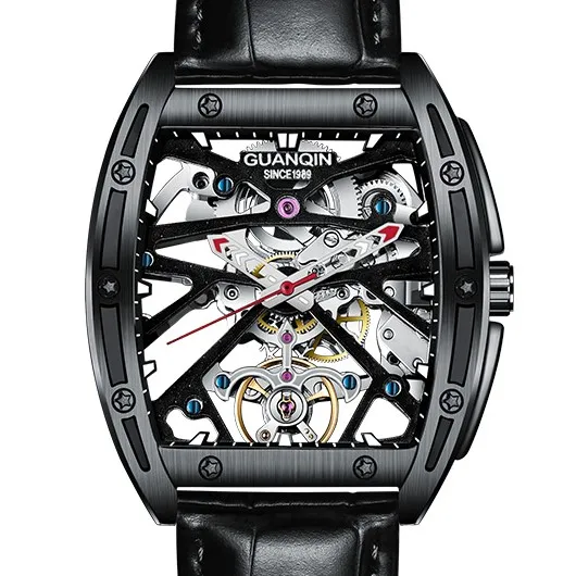 
GUANQIN Skeleton mechanical Movement Men Stainless Steel Luxury Automatic designer watches 