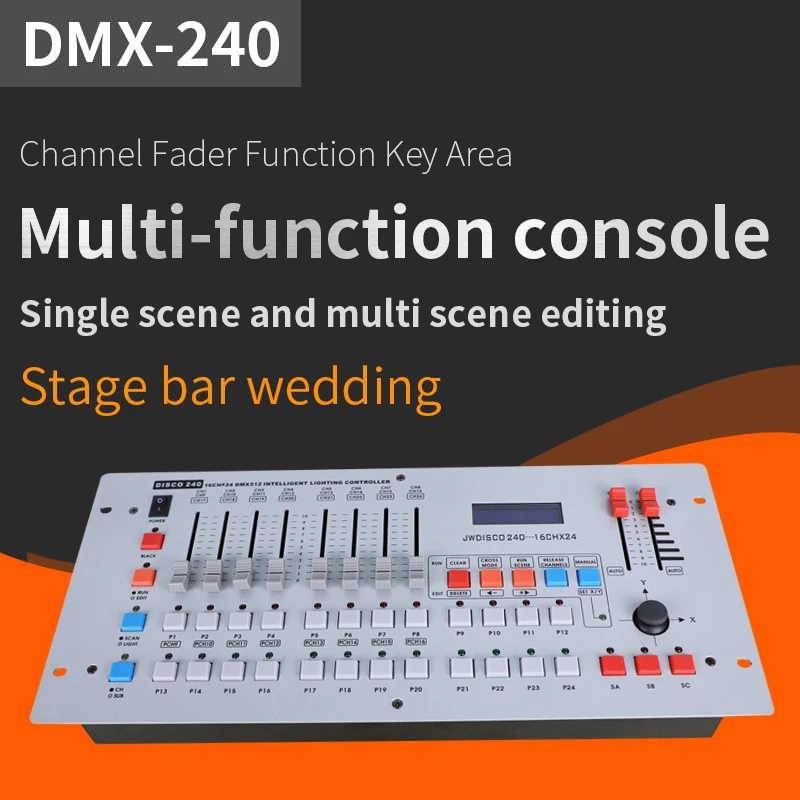 NEW 240 Console Dmx512 Controller Professional Rgb Party Lights Equipment Bar Dimmer Rhythm Control Machine for KTV Stage Show