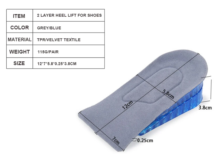 Invisible Unisex Half Silicone Foot Pad Sticky Gel Height Increasing Insole Heel Lifts For Shoes
