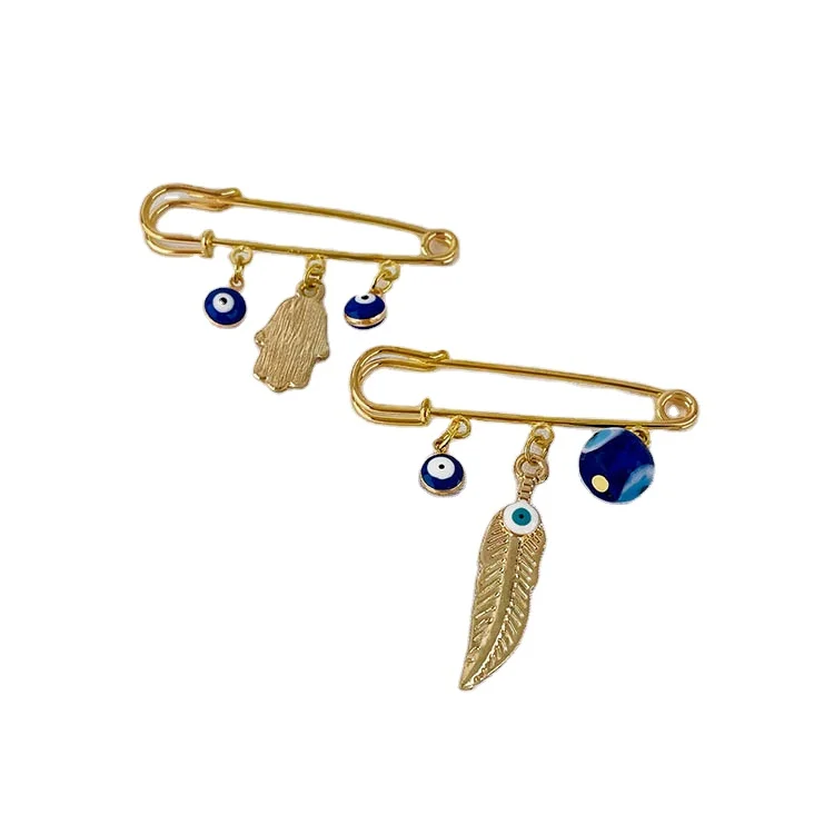 Hongyu Vintage blue eyes geometric brooches women luxury