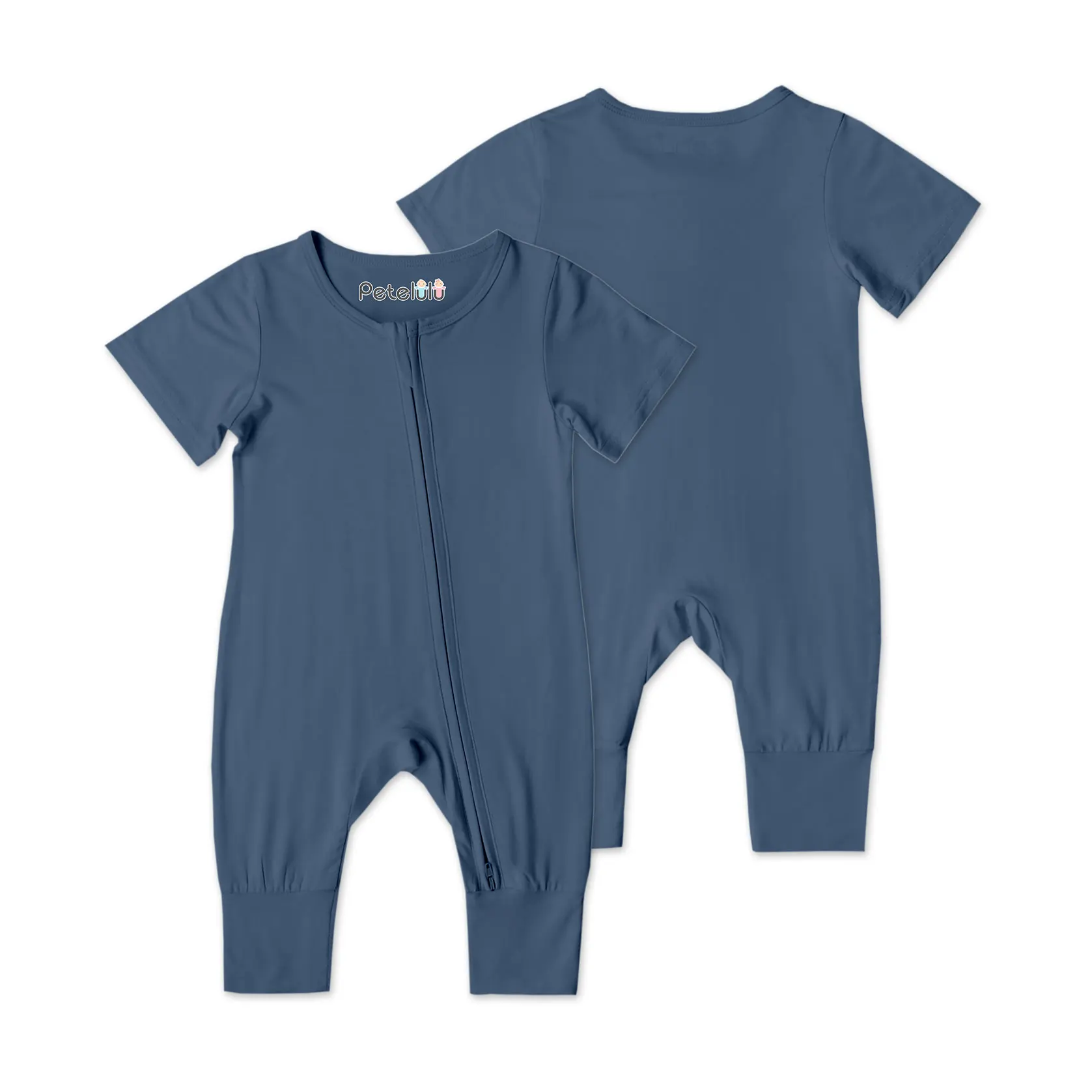 Short Sleeve Baby Romper Unisex  95 bamboo viscose 5 spandex baby Pajamas Zipper Baby Bodysuit