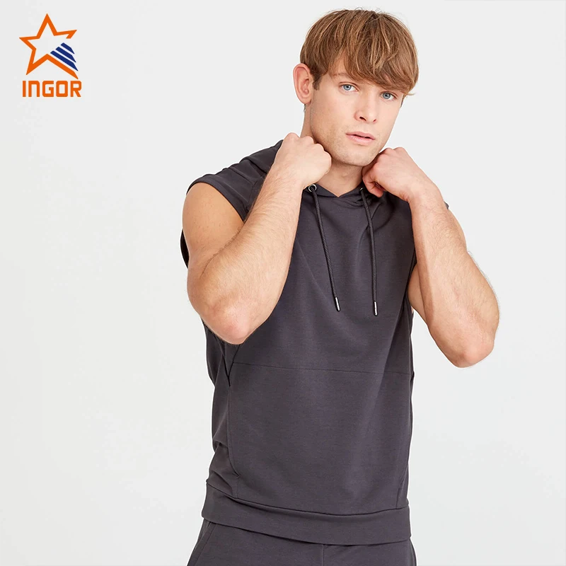 Men Workout Gym Sport Clothes Fitness Tank Top Private Label Mens Athletic Apparel Sleeveless Hoodie
