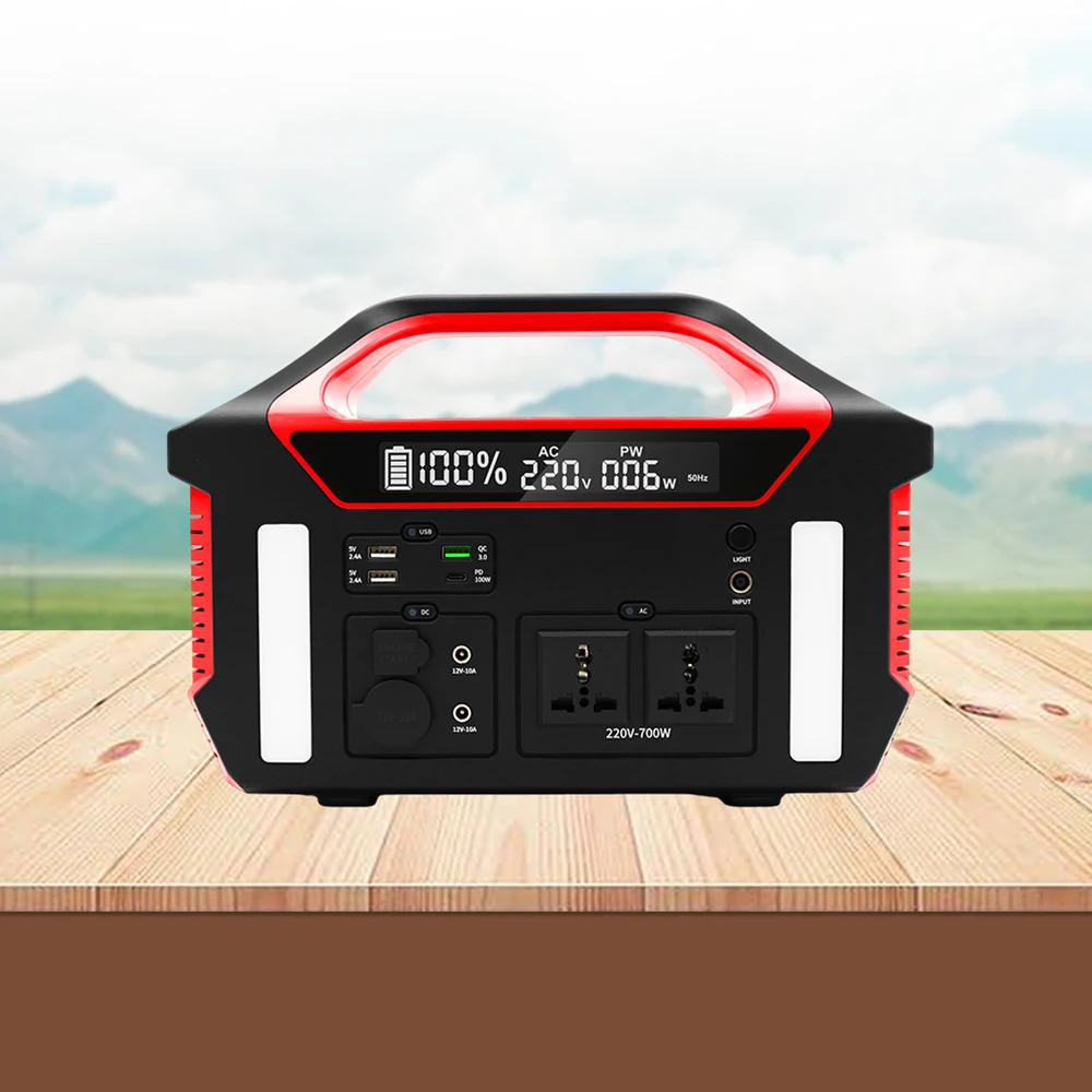 Emergency Solar 700W Portable Power Banks Power Station Ac Power Supply Pure Sine Wave Outdoor Home Solar Generator