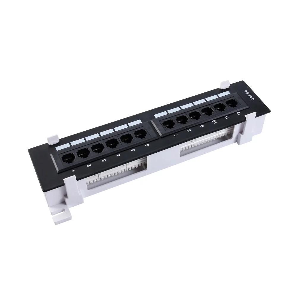 High quality  Cat 5e 12 ports wall  mount  patch  panel   1U  EST-P2612P-C5E  Unshielded network patch  panel Manufacturer