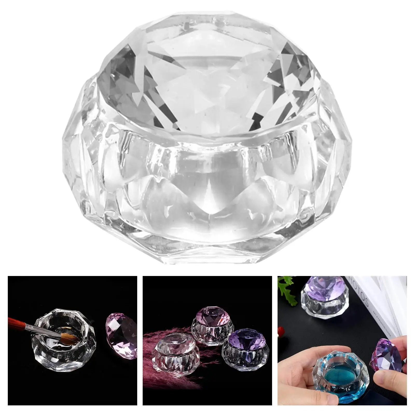 Crystal Acrylic Liquid Dish Dappen Dish Glass Cup with Lid Bowl for Powder Monomer Nail Art Tool Kit Manicure Styling Tools