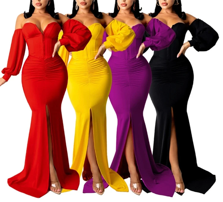 Wholesale Hot Red Dinner Dresses for Ladies Long Sexy Fit Women Sexy Dresses Clothing
