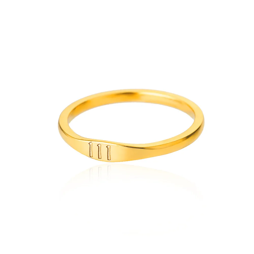 Simple Digital Ring Angel Digital Ring Stainless Steel Gold Silver Ring for Women Hainon 672