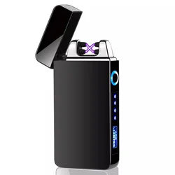 Fashionable Windproof Dual Arc USB Lighter LED Power Display Plasma Cigarette Lighter Rechargeable Electric Lighter