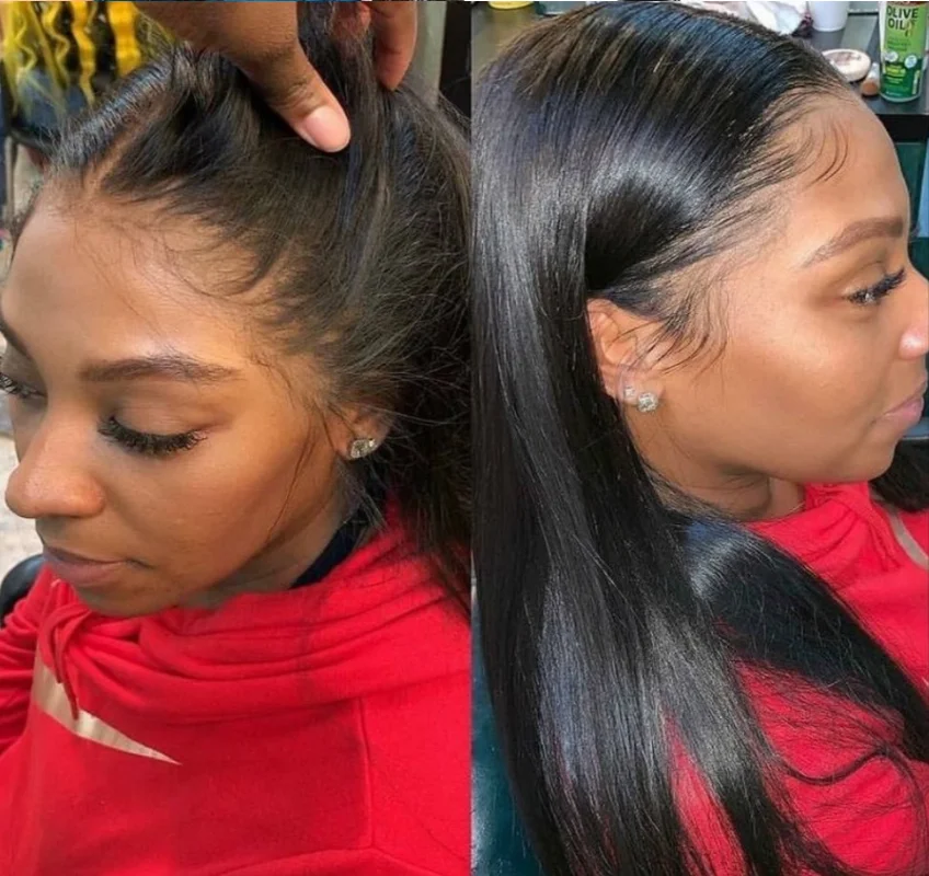 
30 32 34 36 38 40 50 inch Human Lace Frontal Wig Vendors Straight Virgin Brazilian Lace Front Human Hair Wigs For Black Women 