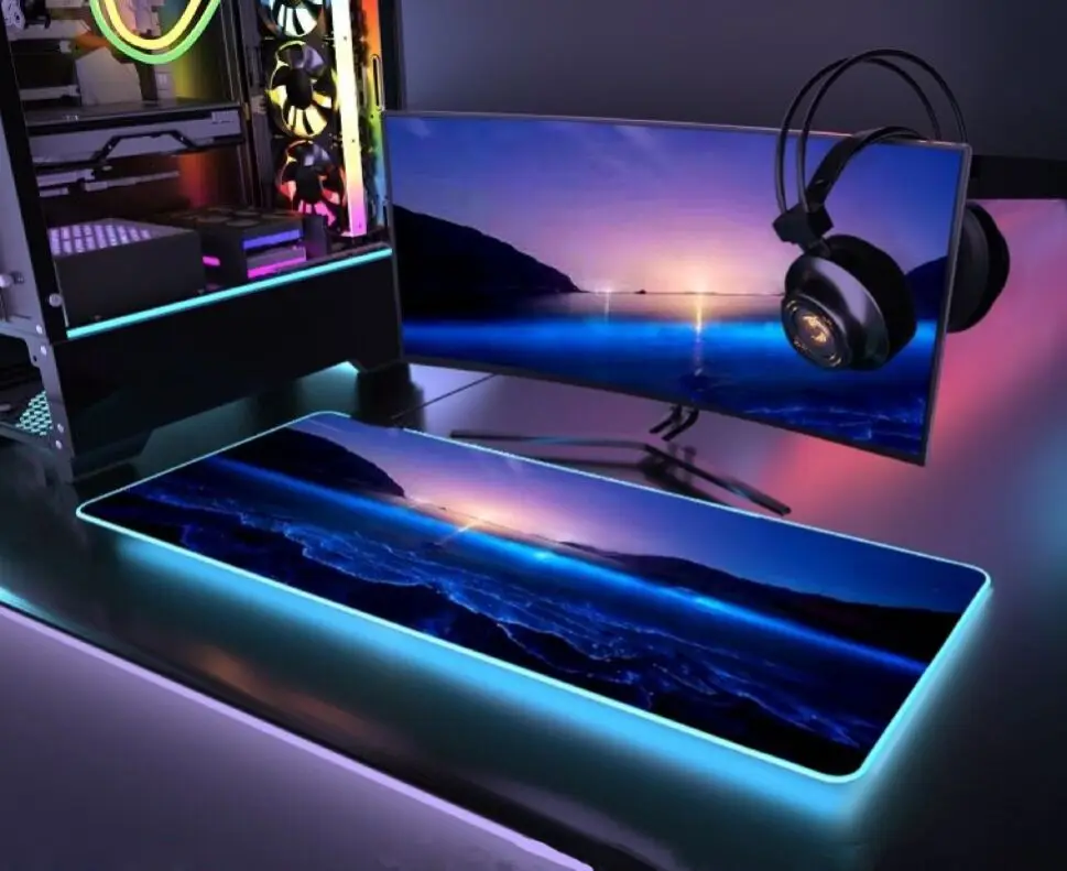 Большой игровой коврик для мыши RGB, компьютерный коврик для мыши со светодиодной подсветкой, большой коврик для мыши с подсветкой, коврик для клавиатуры, Настольный коврик