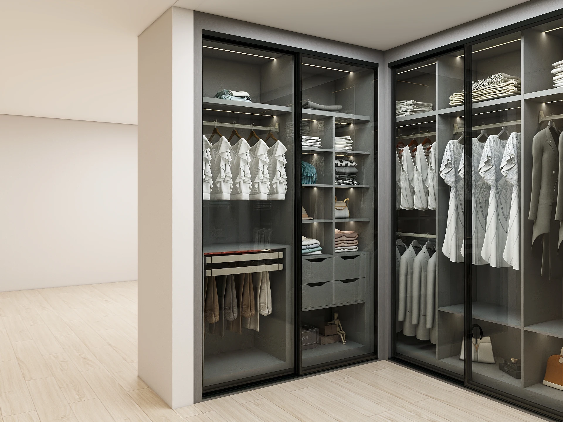 Best Price closet systems organizers glass door Melamine Finished bedroom wardrobe closet