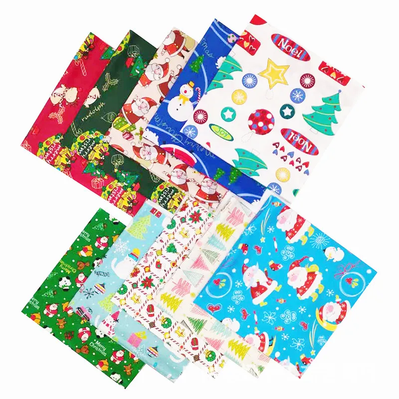 20 pieces patchwork precut snowflake printed cotton christmas fabric for DIY sewing quilting christmas dress apron crafts