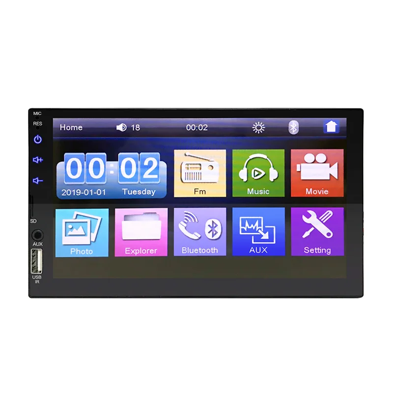 7' 2 din Universal Direct Spin button Touch Screen Autoestereo BT FM USB AUX SD Multimedia 7023 Car Radio mp5 video songs