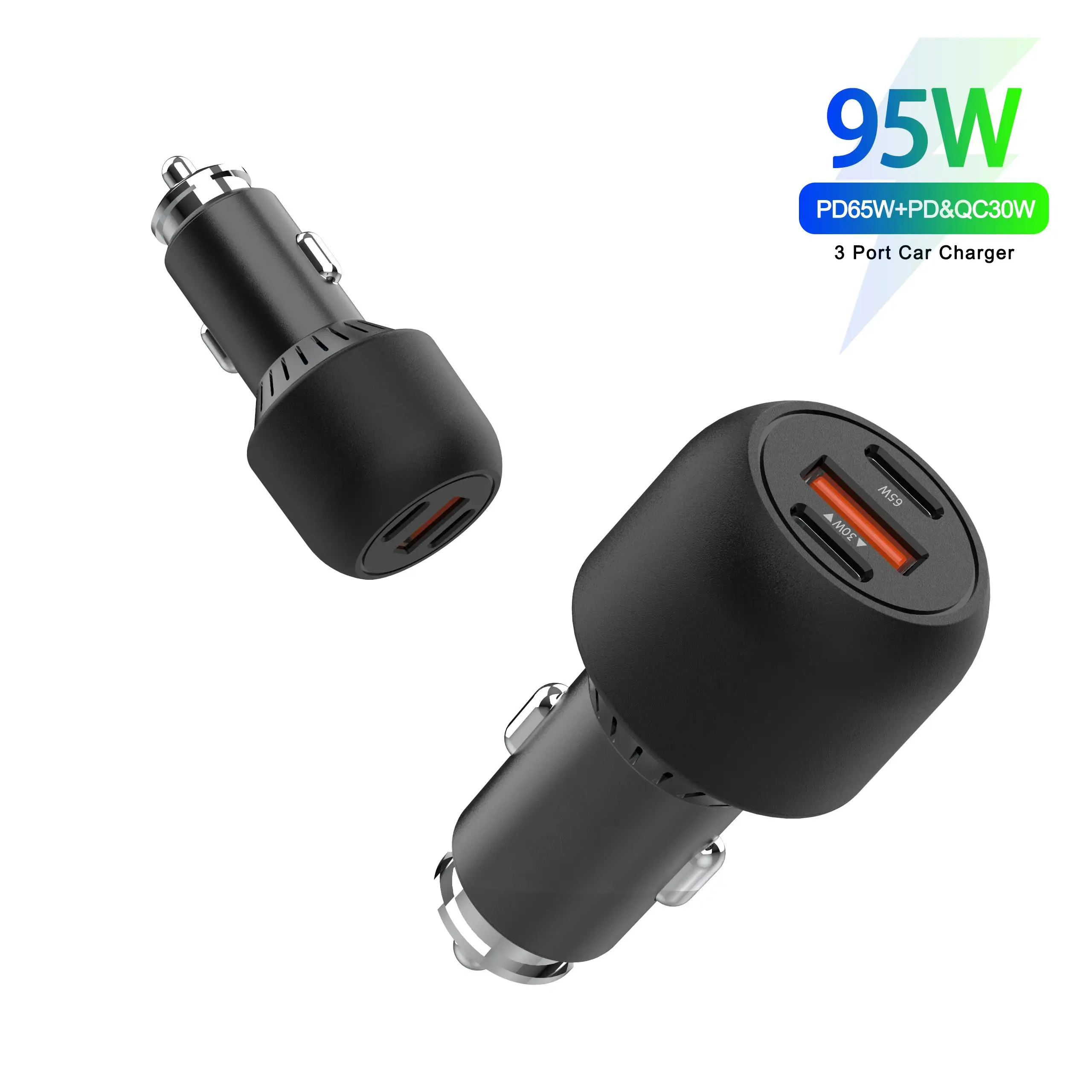 95W Car Laptop Charger Mobile Phone 3 port Fast USB PD Type-C Usb C Charger 65w Car Charger For Iphone Macbook