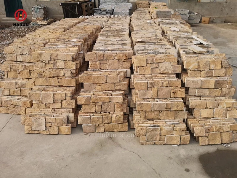 Landscaping Yellow Slate Rock Natural Wall Stone Panel With Cement