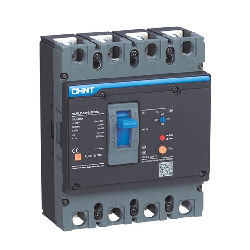 CHINT earth leakage circuit breaker 230V/400VAC 250A~400A molded case leakage circuit breaker