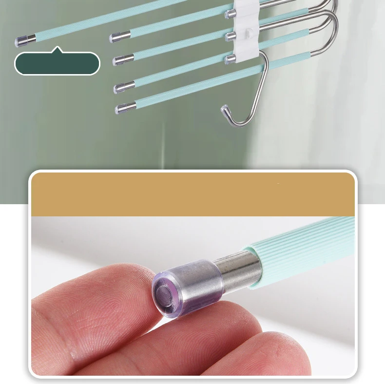 Multi-functional 5 in 1 Trouser Storage Rack Adjustable Pants Tie Storage Shelf Closet Organizer Stainless Steel Clothes Hangers