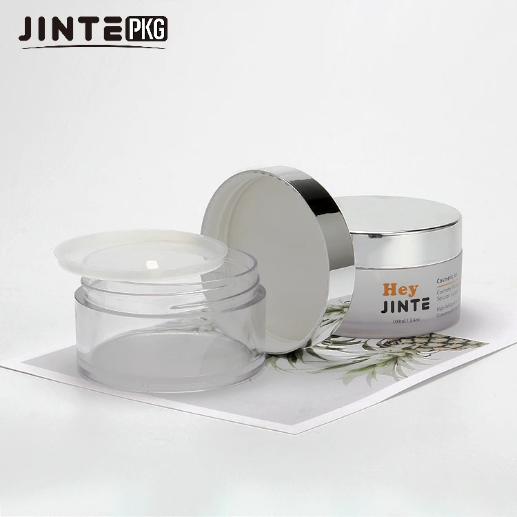 Refillable Plastic Clear Round Jar With Silver Gold Lid For Acrylic Powder Jar Pot For Cosmetic Packaging 0.5oz  2oz