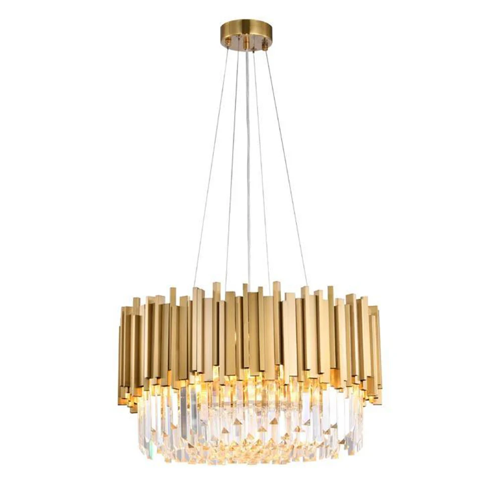 Luxury Modern Nordic Clear hanging lights Creative Gold Crystal Fringe Rounded ceiling Chandelier
