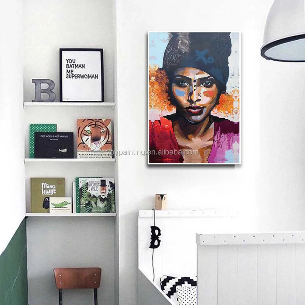 Wall Home Decor Modern African Women Art Figure Painting