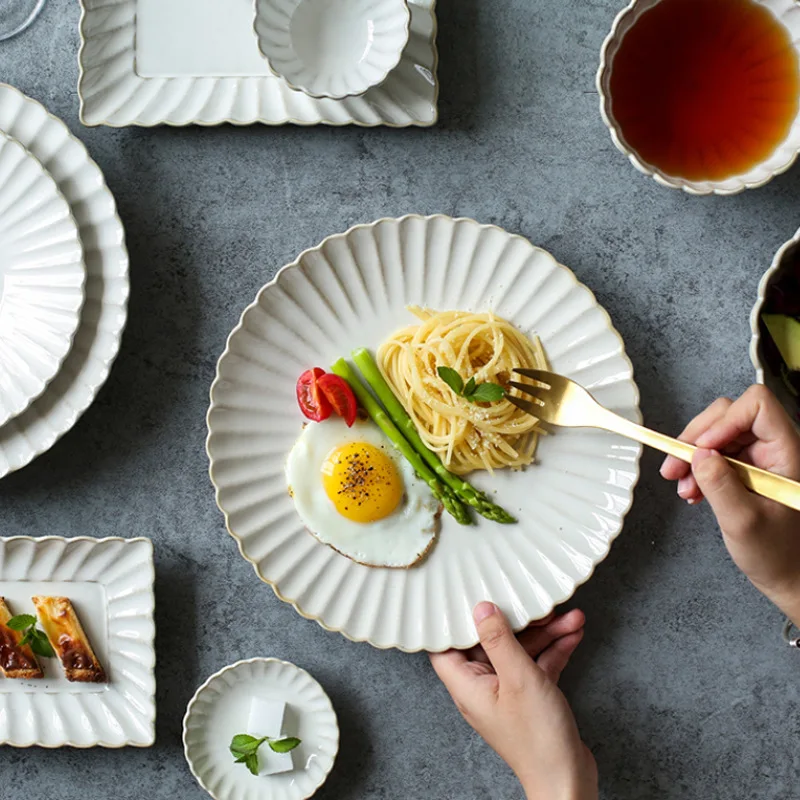 Restaurant Hotel Bulk Dishes Bowls Plates Set Porcelain Dinnerware Set White Glazed Ceramic Tableware Kitchenware