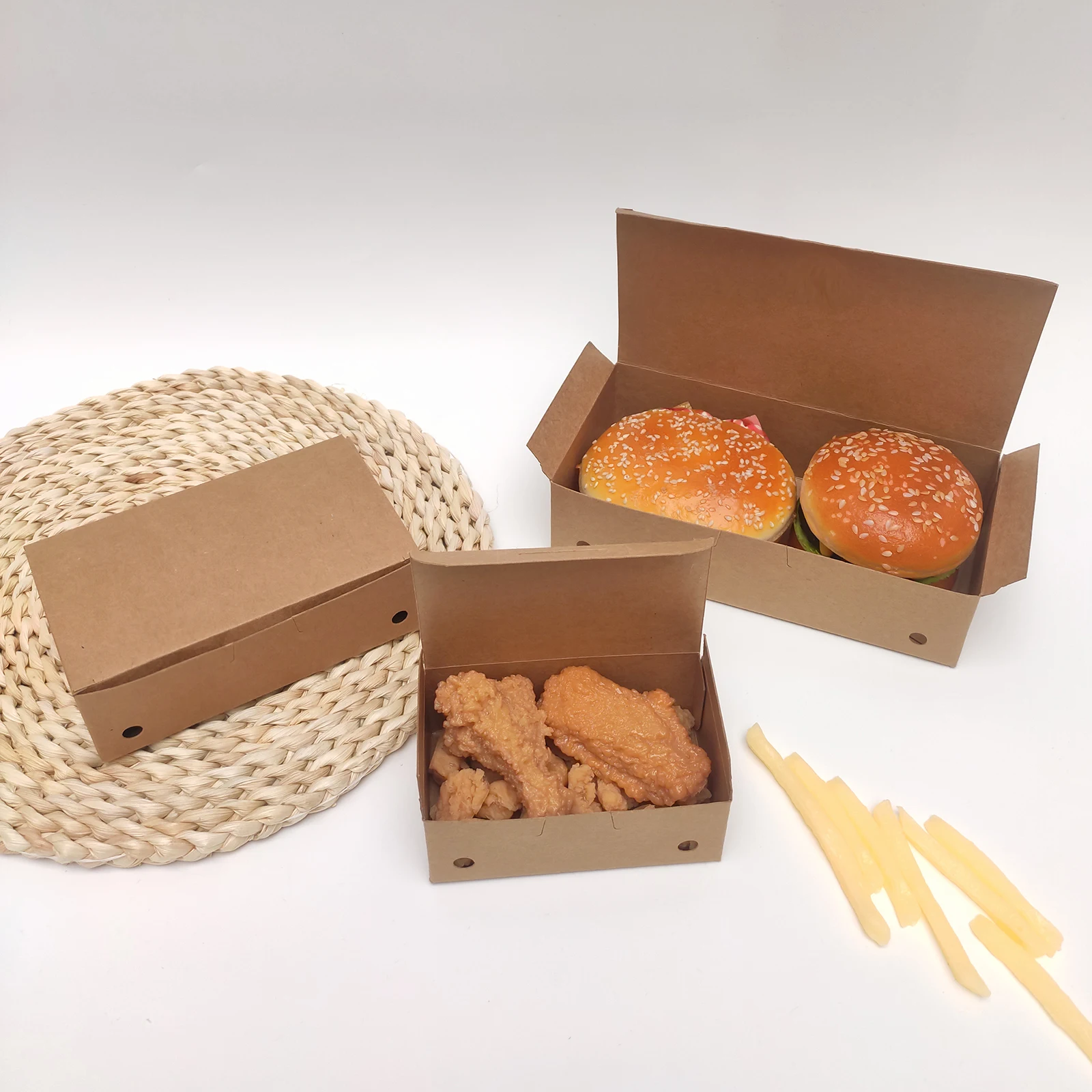 Factory Selling Custom Food Grade Foldable French Fries Burger Fried Chicken Box Takeaway Packaging Box