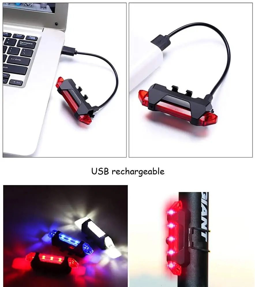 Портативный перезаряжаемый светодиодный задний фонарь для велосипеда USB мигающие велосипедные аксессуары