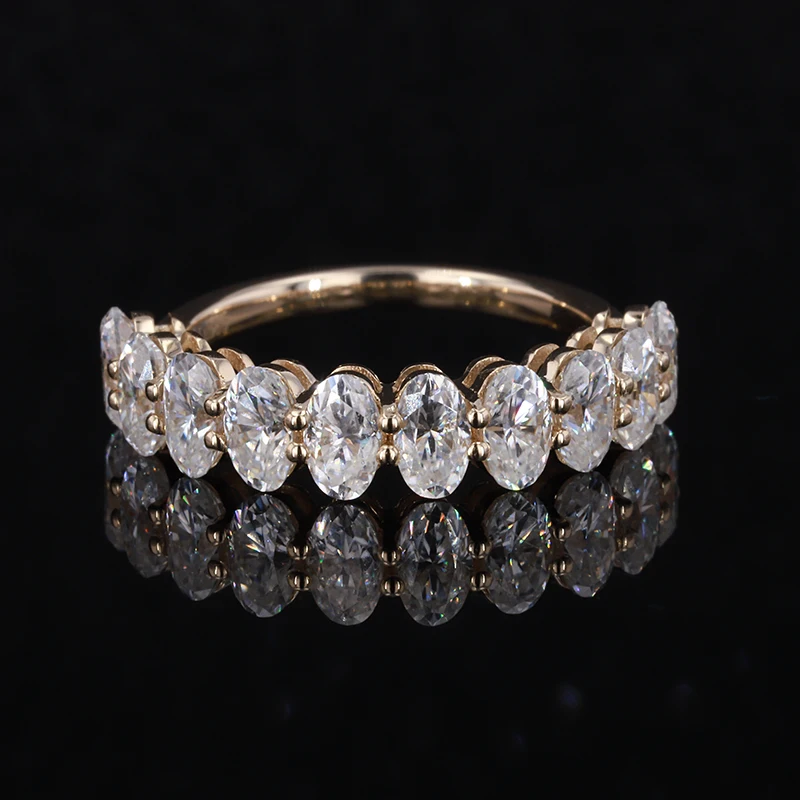 Band Rings Jewelry Oval Synthetic Moissanites 14k Yellow Gold Engagement Ring