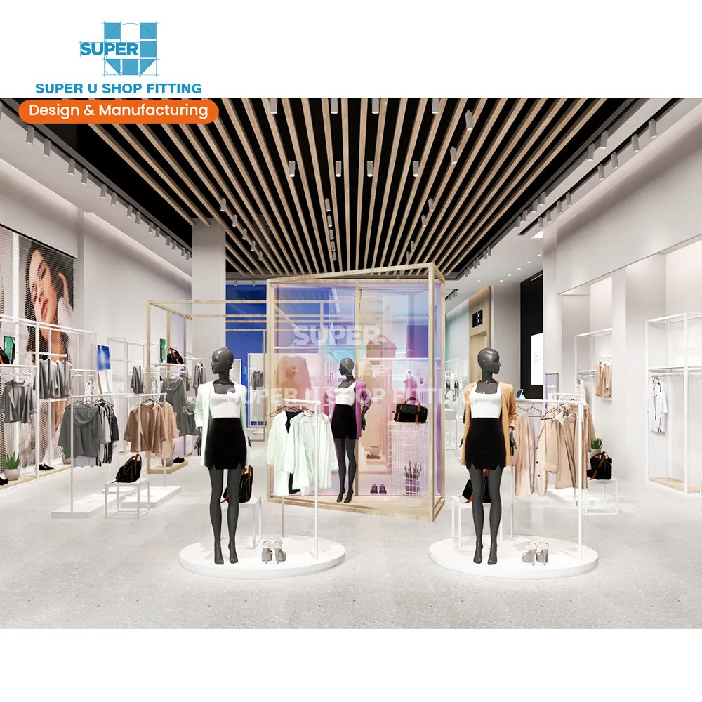 Customized Fashion Retail Shop Decorations Hot Shopping Mall Clothing Shop Display Design For Retail Boutique Store Furniture