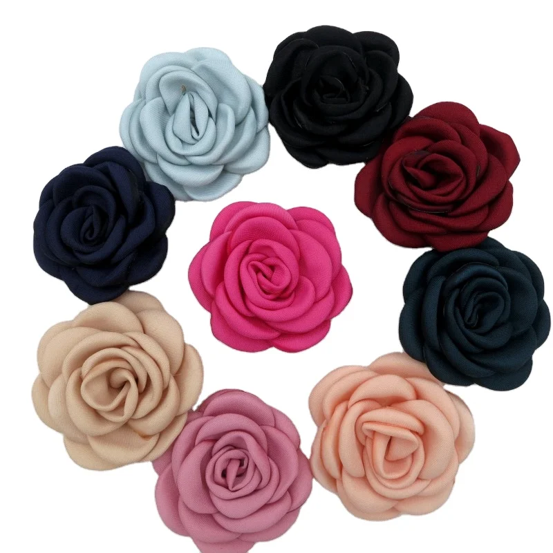 Handmade camellia flowers 6cm Chiffon Flower 3d Fabric Flowers diy toys Headwear for Shoes hats