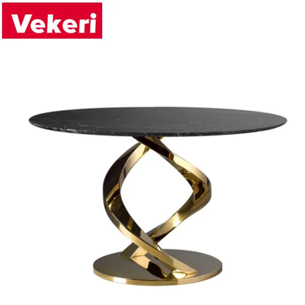 The Irregular line  round marble dining table is uniquely designed for dining rooms