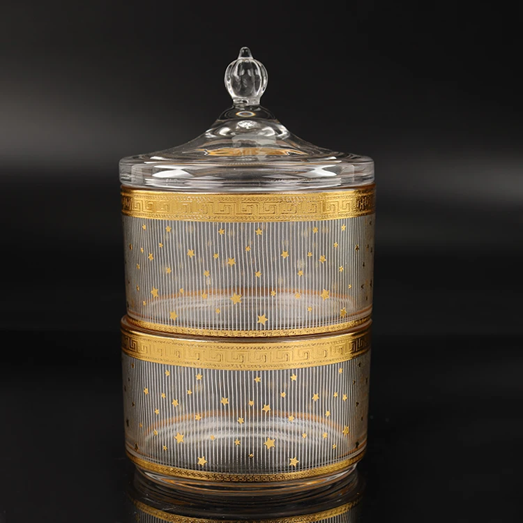 Wholesale 2pcs Round Candy Jar Storage Glass Sugar Pot with Lid