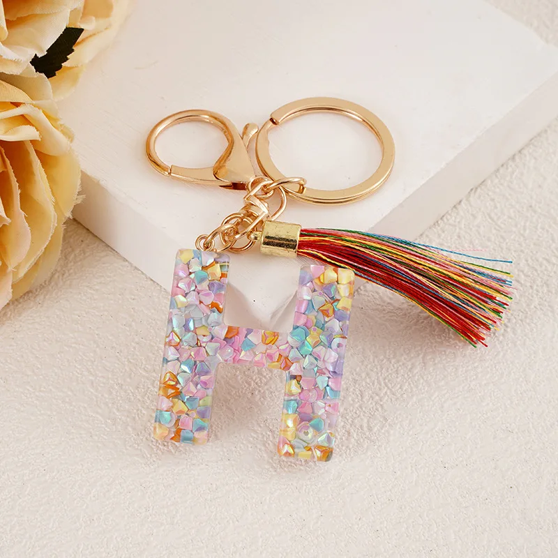 Новый дизайн брелок с буквами цветной полимерный A-Z брелоки кисточками для ключей сумка рюкзак кулон автомобиль