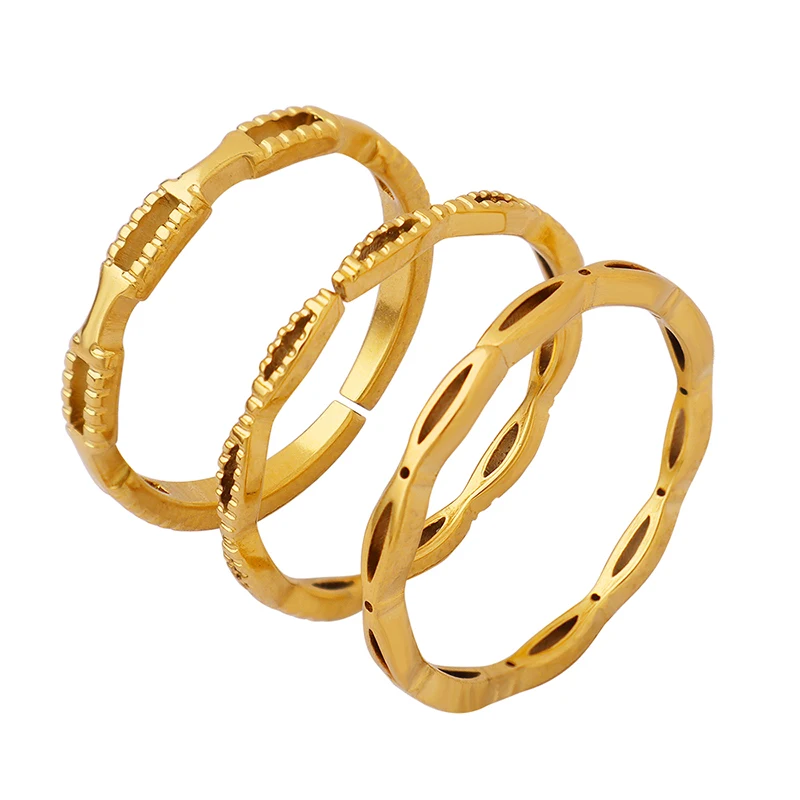 Wholesale hollow folded rings Versatile stainless steel ring