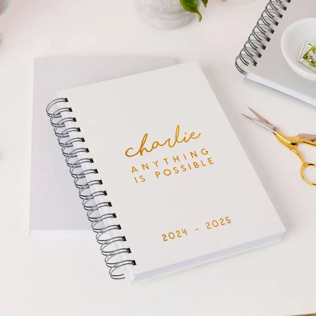 Custom Personalised Mid Year Diary Foil-printed Hardback Diary Spiral Planner Notebook