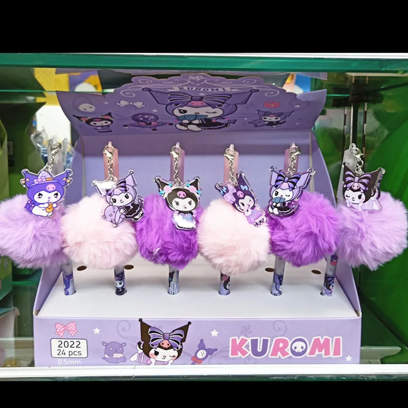 YuBon 24pc/box Kawaii sanrioed Pen Set anime Cute 0.5mm Gel Pen with a plush toy Japanese Stationery School Supply Pen wholesale