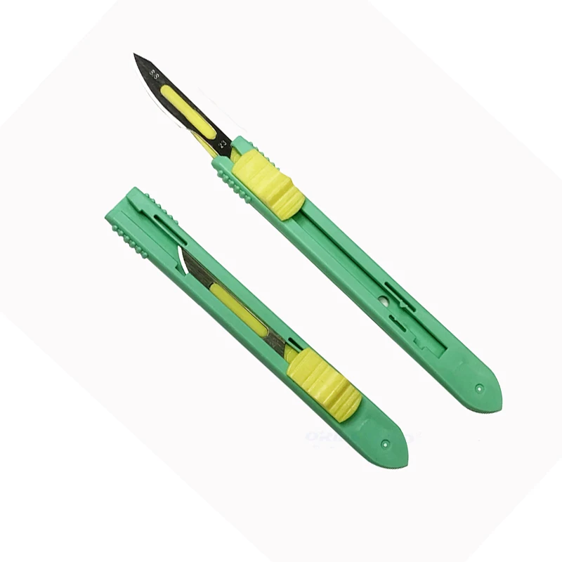 ORIENTMED High quality disposable sterile scalpel with carbon steel retractable blade