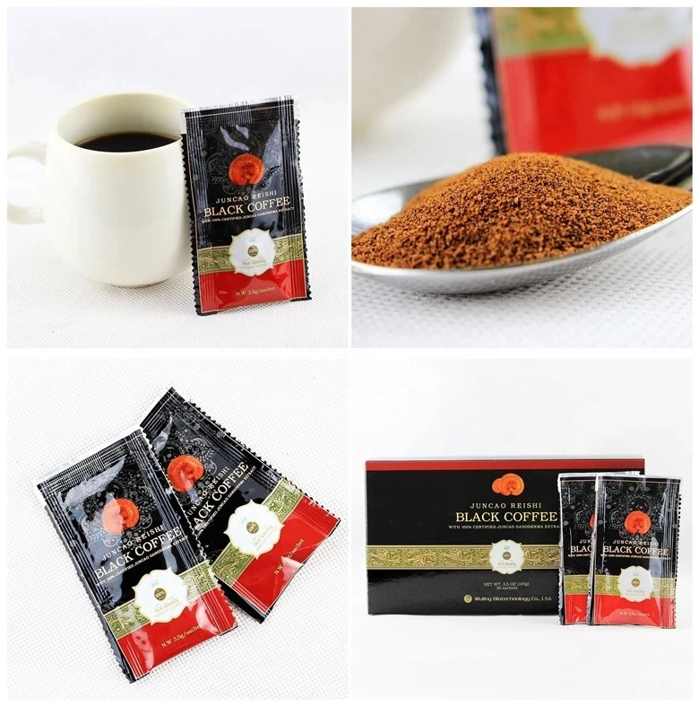 Здоровый мгновенный черный кофе ganoderma lucidum органический экстракт lingzhi reishi мгновенный кофе