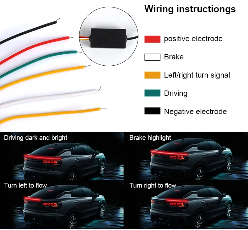 Universal Trunk Spoiler Led Car Leds Strip Brake Tail Turn Light Drl Led Light Bars