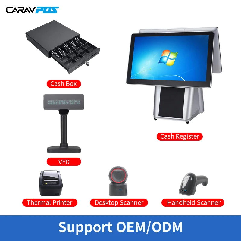 New Arrivals 15.6 Inch Windows POS Systems All In One PC Pos System With Printer Supermarket