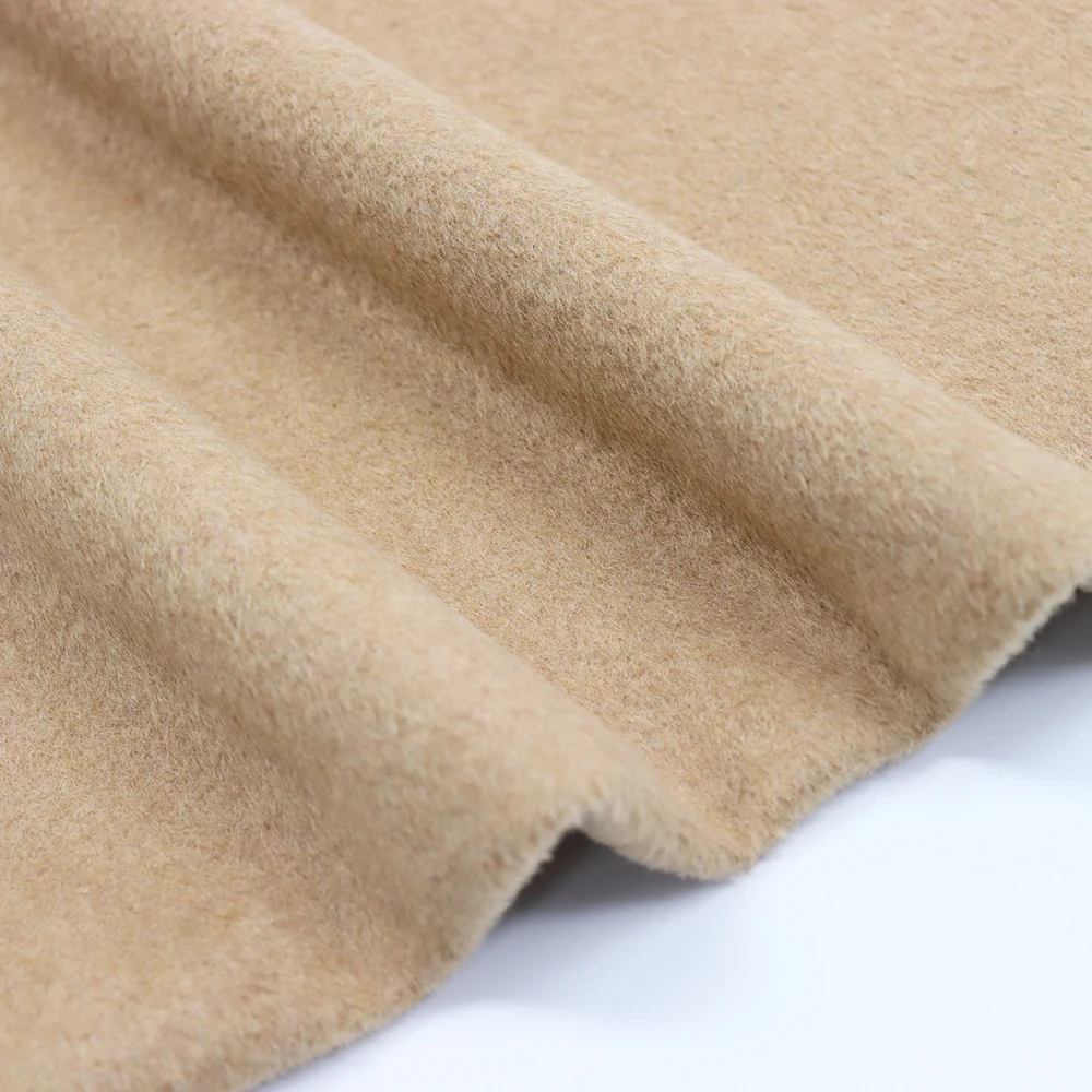 Double face brush heavy 20% wool fleece polyester brown blend woolen fabric garment