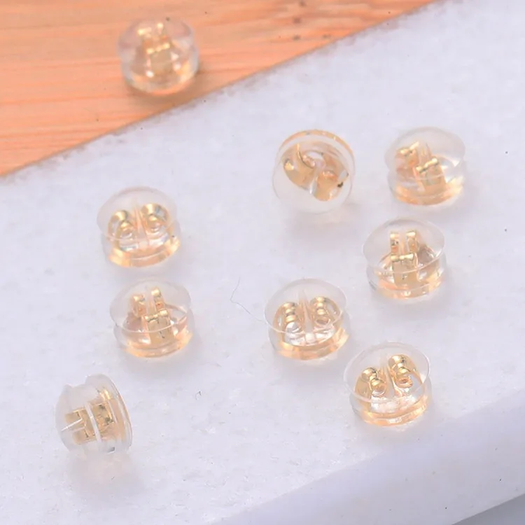 NANA high quality 14k italian gold plated earring back,5mm Anti-shedding silicone earring findings