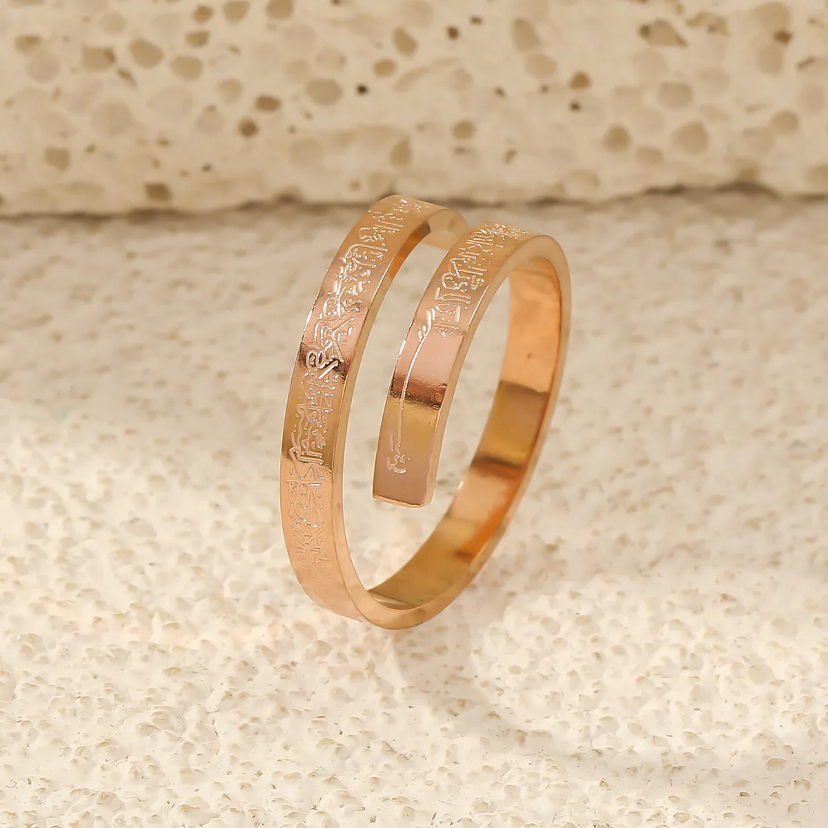 Arabic Islam Engraved Ayatul Kursi rings 18K Gold Plated Stainless Steel Fashion Jewelry rings for women