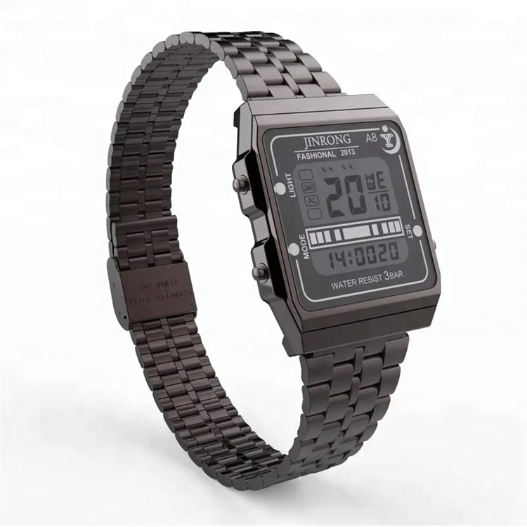 Low MOQ Hot sale LED Backlight Electronic watch Quality assure Chronograph LED Waterproof Sports Watch