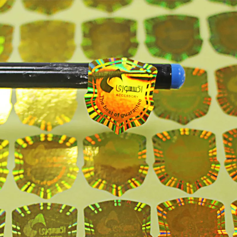 Anti Theft 3D A4  Laser Security Labels Golden Custom Holographic Stickers