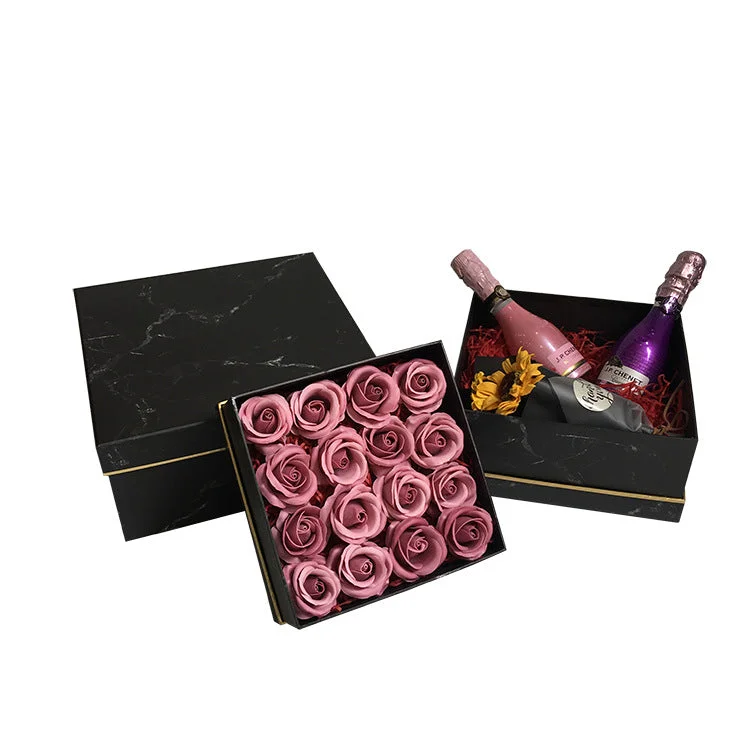 Wholesale Carton Paper Custom Print Floristry Waterproof Cardboard Cap Rose Packaging Square Flower Hat Boxes For Flowers