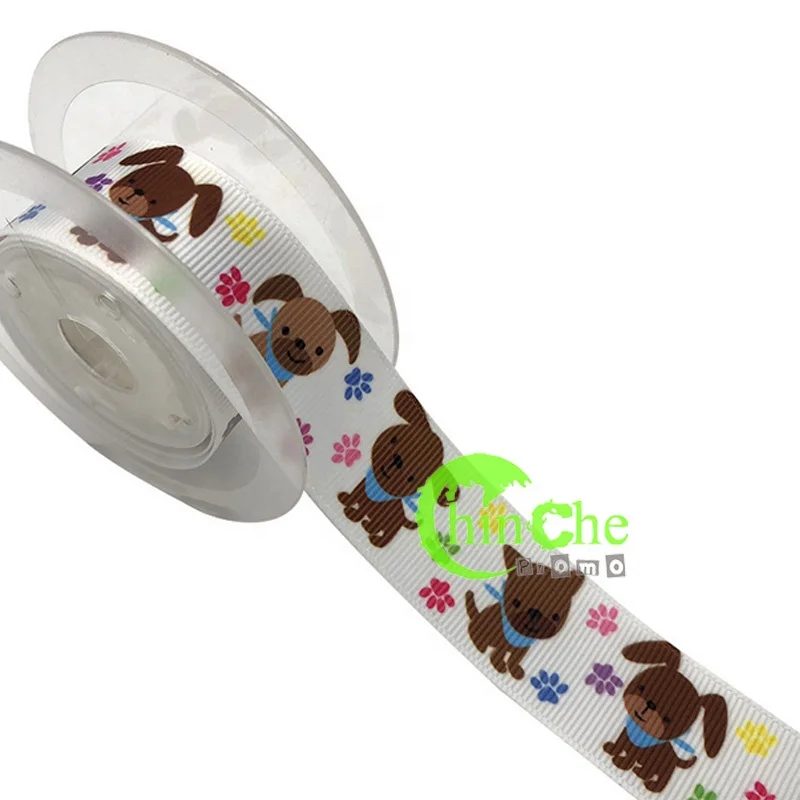 Personalized Silk screen print grosgrain DOG NECK ribbon custom paw printing lanyard webbing roll