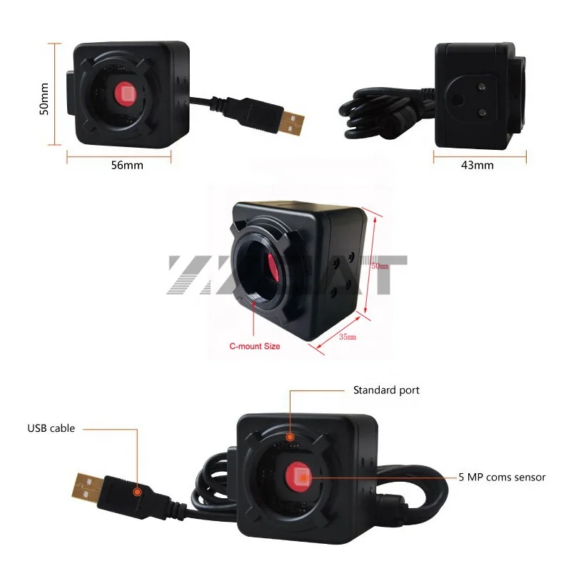 Factory Supply 5.0MP CMOS Industrial 23.2mm USB 2.0 C Mount Microscope Camera for Binocular Trinocular