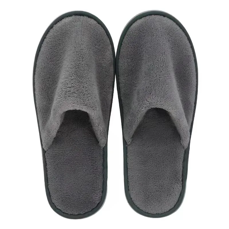 Fast Delivery Custom Hotel coral fleece portable spa disposable slippers Close Toe velour for unisex