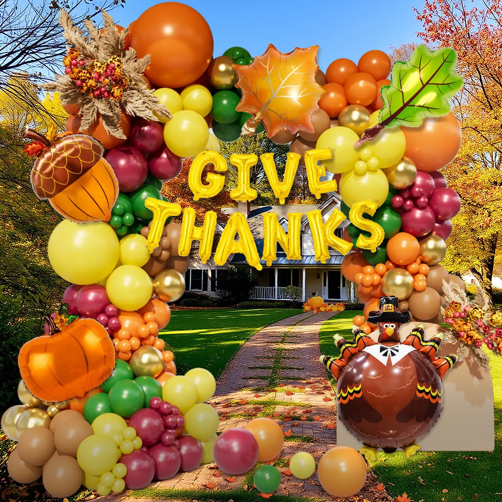 Fall Thanksgiving Balloons Garland Arch Kit Orange Coffee Brown Burgundy Gold Balloons  Birthday Baby Shower Party Decorations